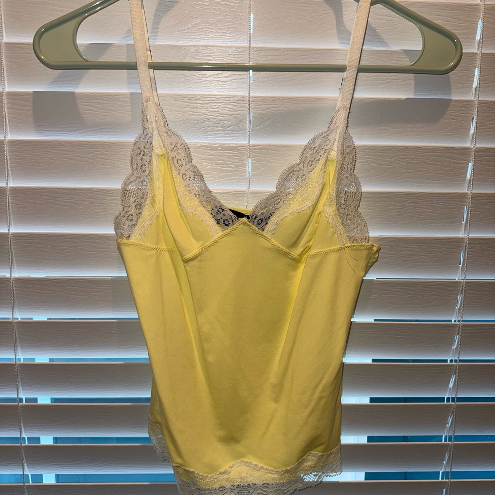 Lioness Pale Yellow Lace-Trim Camisole Top